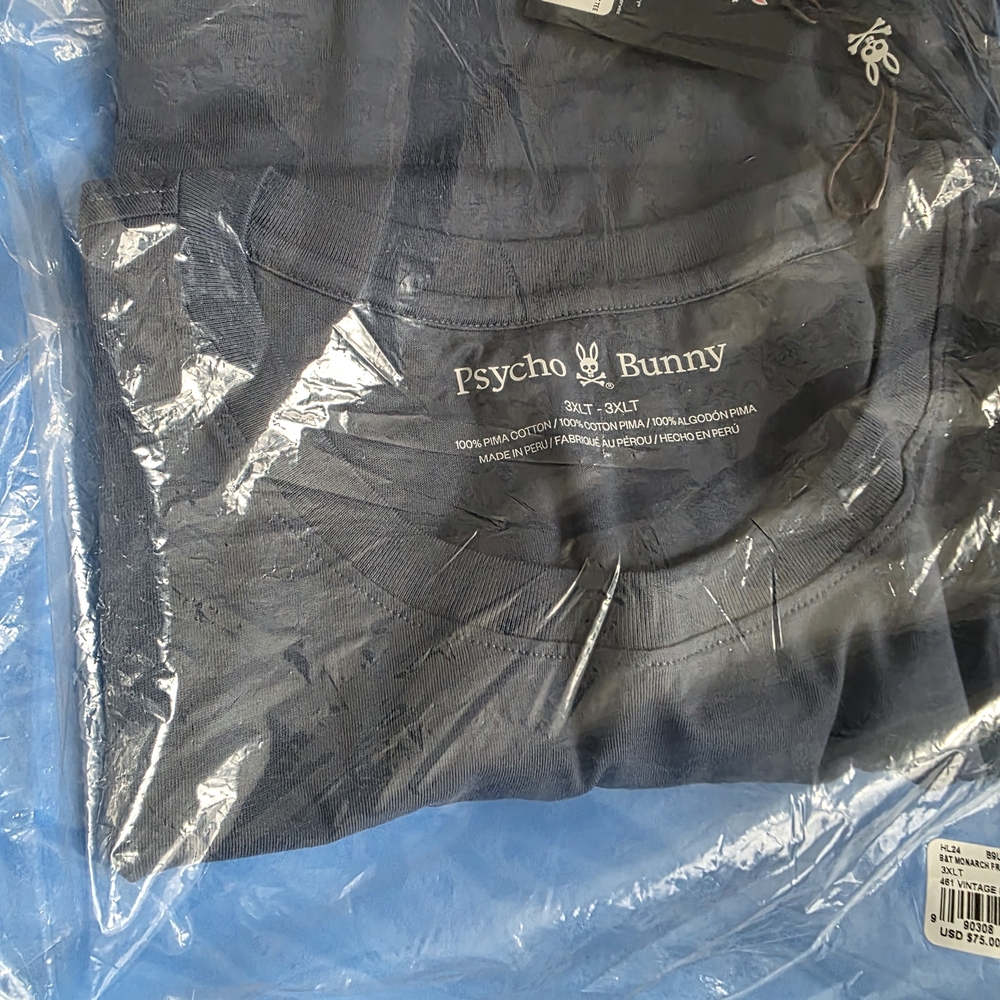 Psycho Bunny Navy Blue Embossed Logo Men's Shirt - Picture 2 of 2